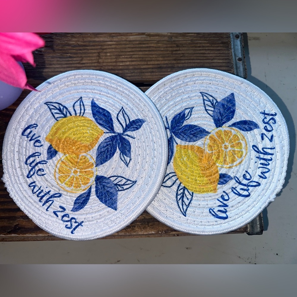 Live Life With Zest Lemon Decorative Round Trivet - Picture 2 of 4